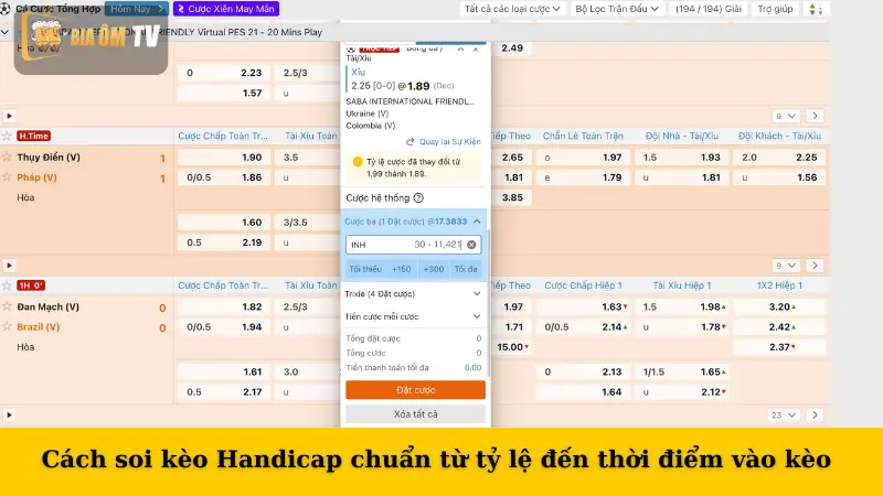 Cách soi kèo Handicap chuẩn từ tỷ lệ đến thời điểm vào kèo