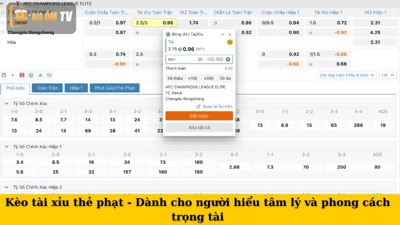 Kèo tài xỉu thẻ phạt - Dành cho người hiểu tâm lý và phong cách trọng tài